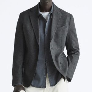 Loro Piana X Tombolini Men Blazer Tweed Black Gray White Wool Cashmere Size 52R